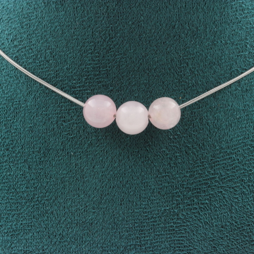 Rose Quartz 8 mm 3 beads necklace. 