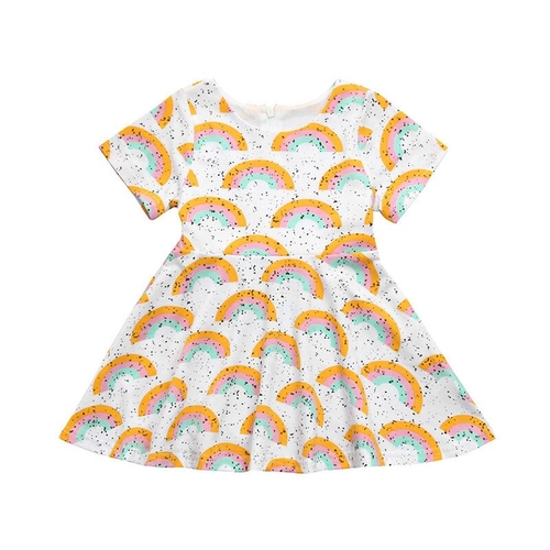 Toddler Infant Baby Girls Dress Rainbow Dot Print