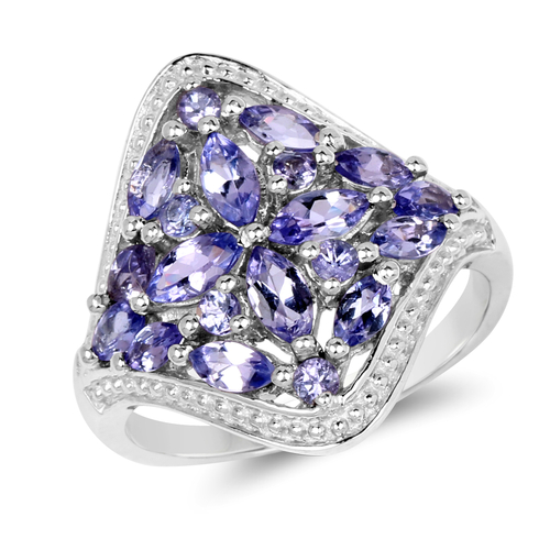 1.57 Carat Genuine Tanzanite .925 Sterling Silver Ring