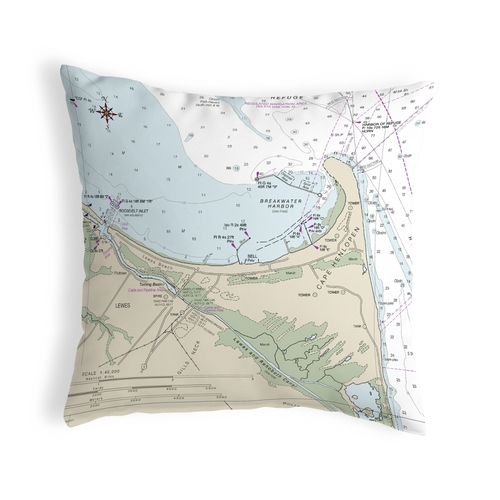 Betsy Drake NC12216LD 18 x 18 in. Lewes, DE Nautical Map Noncorded