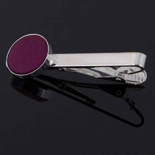 Plain Satin Tie Clip - Plum