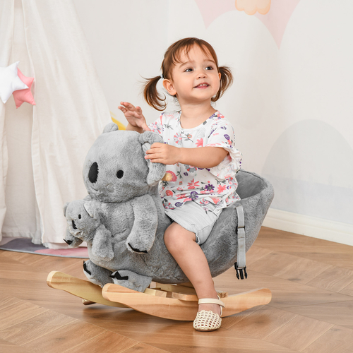 Qaba HOMCOM Kids Plush Ride-On Rocking Horse Koala-shaped Plush Toy