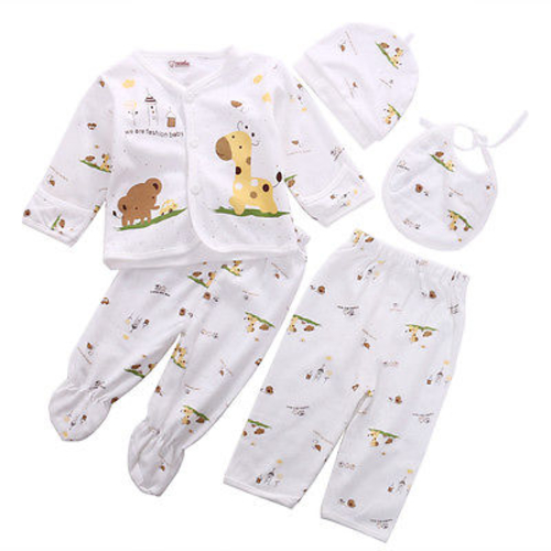 5pcs Set Newborn Baby Boy Girl Outfits Clothes