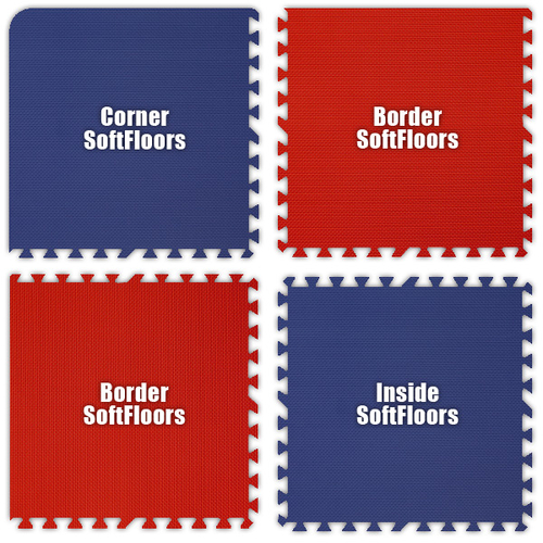 Alessco SFRBRD1010 SoftFloors -Royal Blue & Red Checkerboard -10  x 10