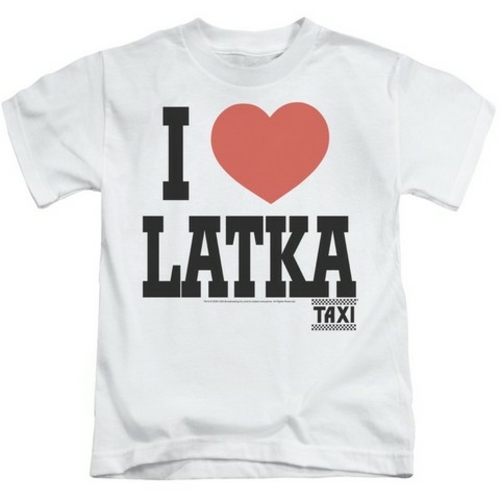 Trevco Taxi-I Heart Latka - Short Sleeve Juvenile 18-1 Tee - White- La