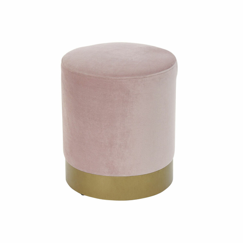 Footrest DKD Home Decor Pink Velvet Golden Metal Polyester (35 x 35 x