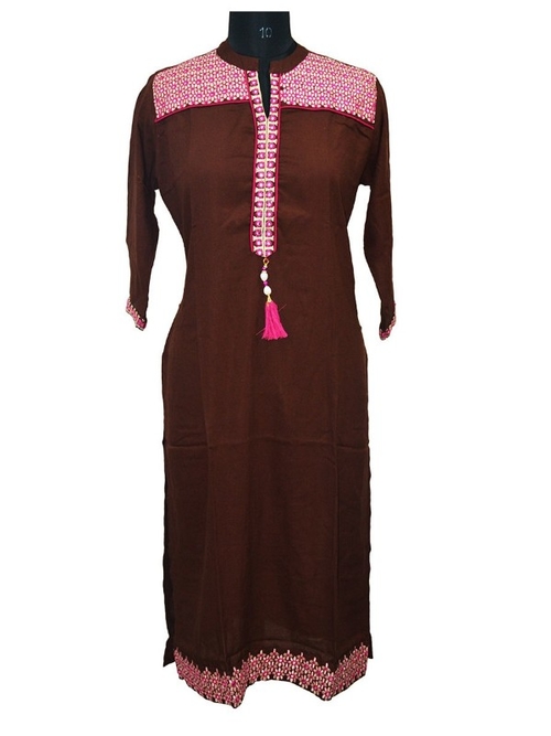 Rayon Embroidery With Mirror Work Kurti