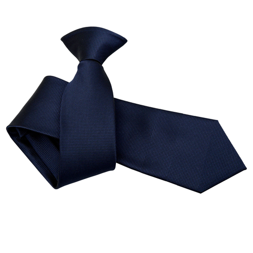 Solid Check Clip On Slim Tie - Navy Blue