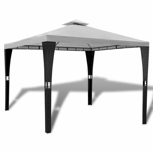 Poly Rattan Gazebo with Cream White Roof 10' X 10'