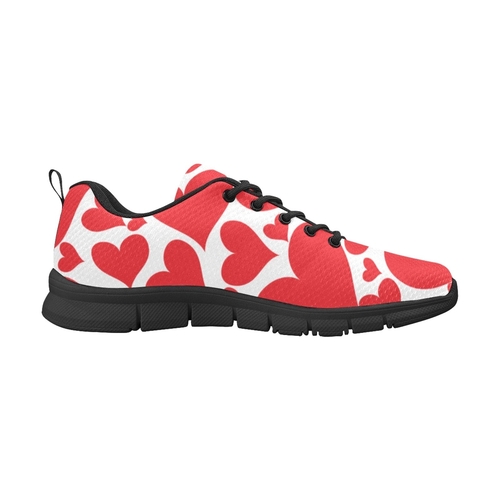 Sneakers for Men - Love Red Hearts - Canvas Mesh Athletic Running