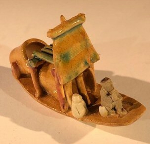 Man on Sampan Boat SmallGlazed Figurine