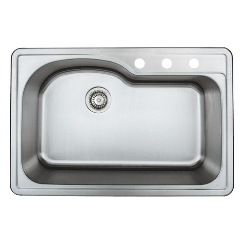 Wells Sinkware DTT3322-9-1 33 x 22 x 9 in. 18 Gauge Drop-in Single Bow