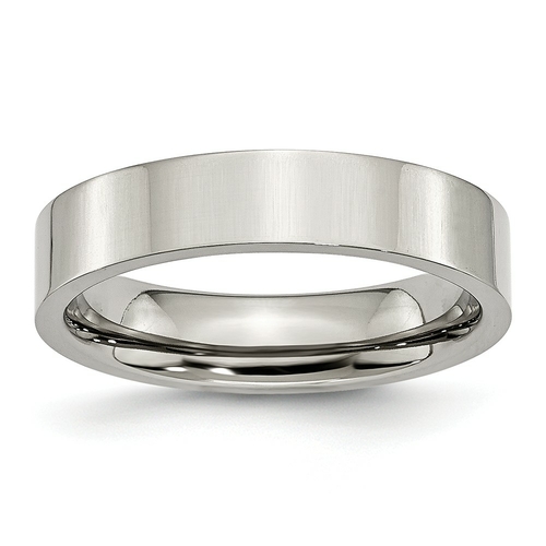 5 mm Stainless Steel Flat Polished Band - Size 9.5