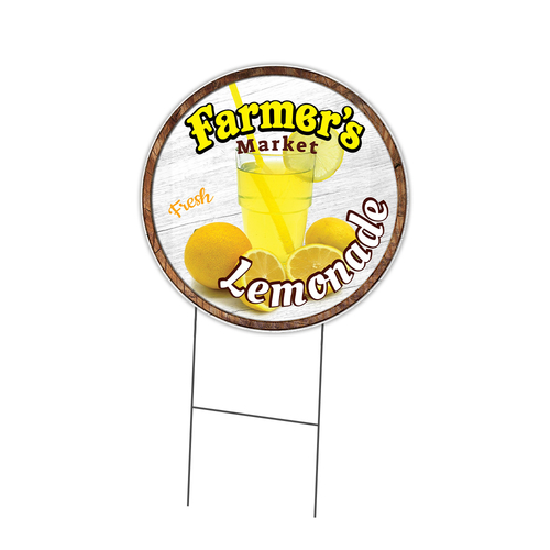 SignMission C-16-CIR-WS-Lemonade Corrugated Plastic Sign with Stakes 1