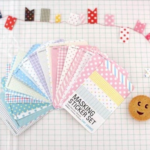 27sheets cut round and strip shape sticker kraft