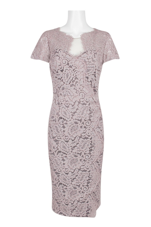 JS Collections Crew Neck Short Sleeve Bodycon Zipper Back Lace Dress