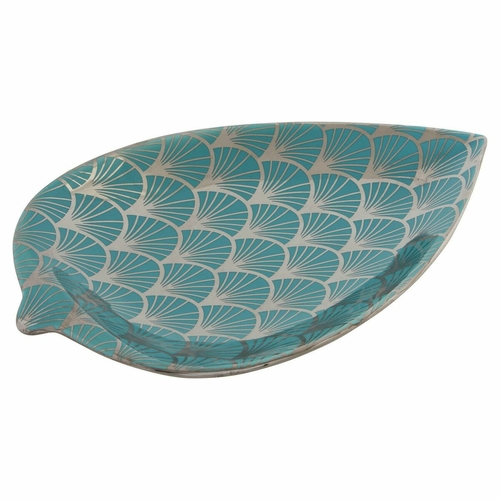 Centerpiece DKD Home Decor 27,5 x 16 x 3 cm Turquoise Oriental Chromed