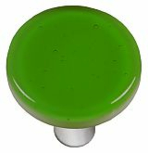 Hot Knobs HK1020-KRA Light Green Round Glass Cabinet Knob - Aluminum P