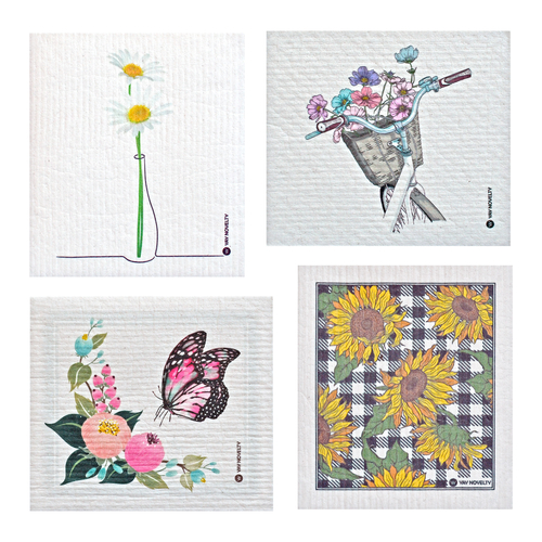 12 Pack Eco Friendly Swedish Dishcloth Floral