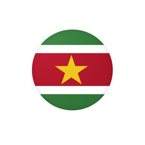 Autocollant rond Drapeau du Suriname en plusieurs tailles