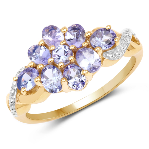 14K Yellow Gold Plated 1.38 Carat Genuine Tanzanite .925 Sterling