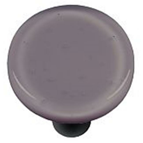 Hot Knobs HK1036-KRB Dusty Lilac Round Glass Cabinet Knob - Black Post