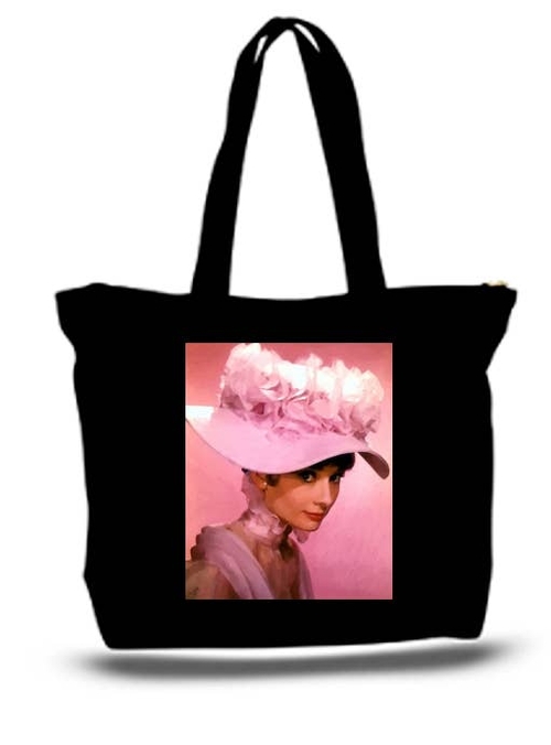 Painting of Audrey Hepburn Large Tote Grocery & Stuff Bag