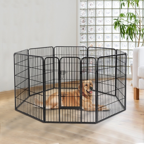 PawHut 8 Panel Pet Playpen Heavy-Duty Iron Indoor/Outdoor  40-inch 