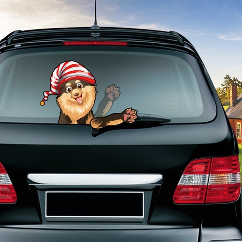 1PC Finnish Lapphund Waving Wiper Decals PVC Car