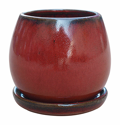 Trendspot 7795073 6 in. Dia. Red Ceramic Planter - Case of 4