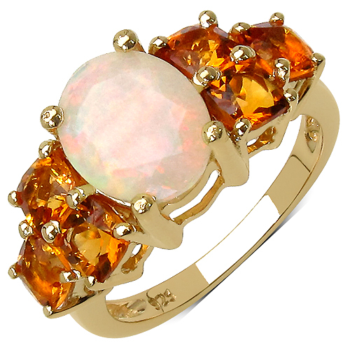 14K Yellow Gold Plated 3.30 Carat Genuine Ethiopian Opal and Citrine