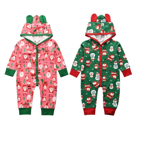 Christmas Newborn Baby Girl Boy Rompers Ears