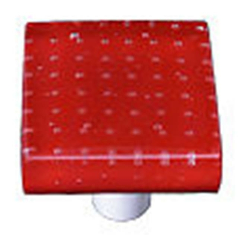 Hot Knobs HK1200-KB Bubbles Red Square Glass Cabinet Knob - Black Post