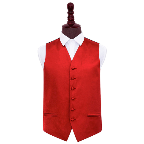 Plain Satin Waistcoat - Apple Red, 38'