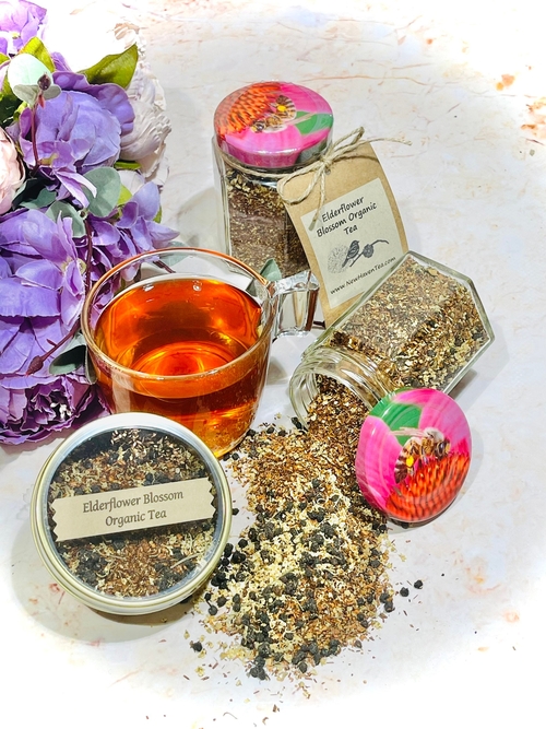 Elderflower Blossom Tea No Caffeine Loose Leaf in Jar