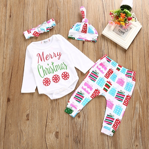 Babies 4 pcs Xmas Clothing Set Newborn Baby Boys