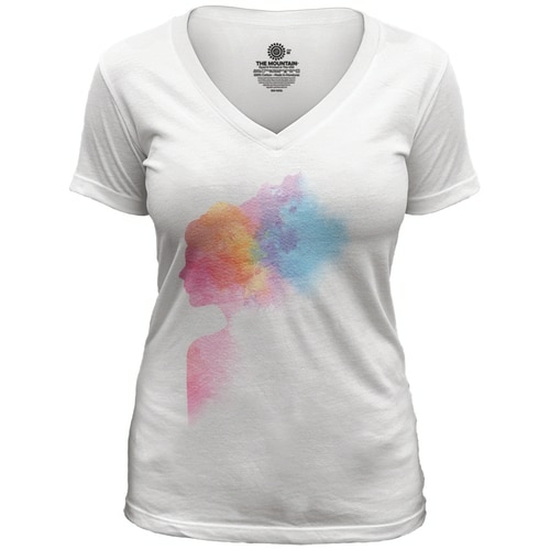 The Mountain 41916100001 Blank White Rainbow Watercolor Woman V-Necks 