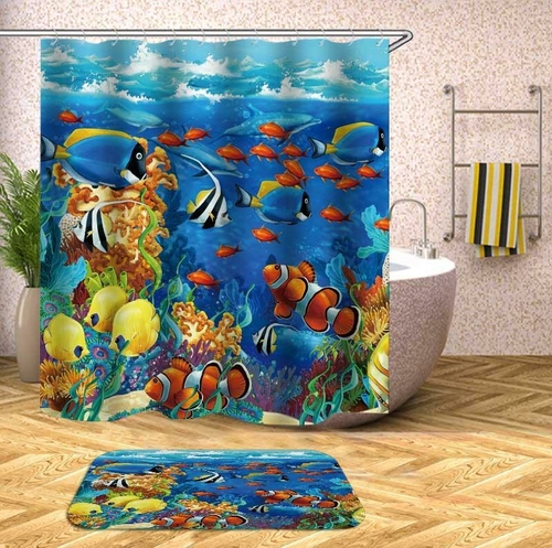 Multi Colored OceanвЂ™s Life Shower Curtain