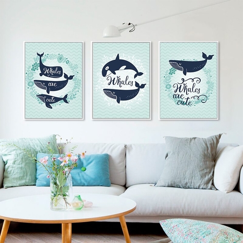 Christmas Modern Abstract Blue Line Fish