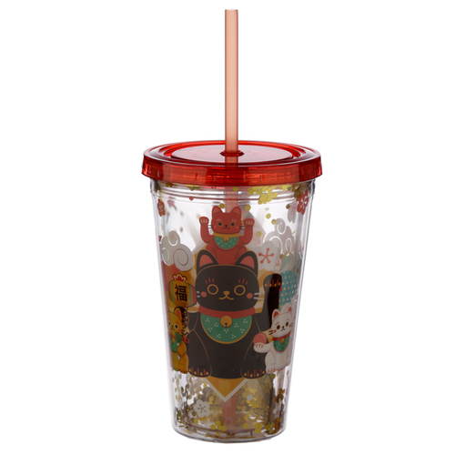 Lucky Cat Cup with Lid