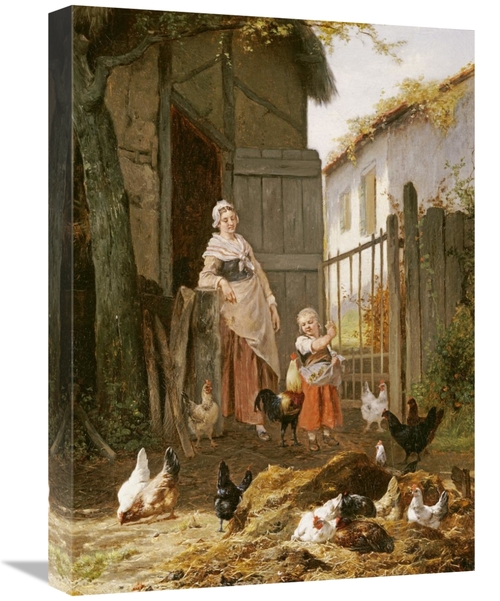 Global Gallery GCS-268274-22-142 22 in. Feeding the Chickens Art Print