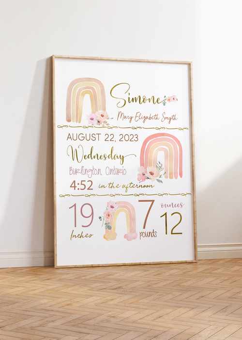 Personalized Baby Gift, Newborn Gift, Rainbow Nursery