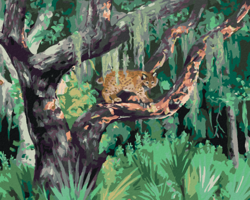 Zuty - Paint by Numbers - LYNX IN A TREE IN THE JUNGLE (D. RUSTY