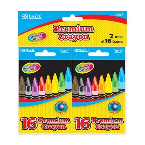 Bazic 2514  16 Color Premium Quality Crayons (2/Pack) Pack of 24