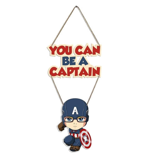 Captain America Printed Wood Wall Hanger with Quote for Home Decor