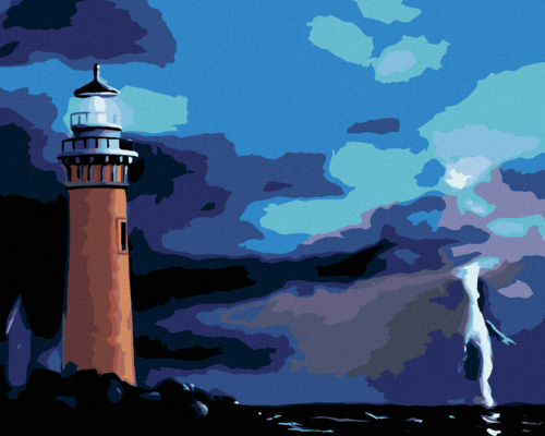 Zuty - Paint by Numbers - LIGHTHOUSE AND STORM (D. RUSTY RUST), 40x50