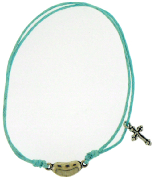 Solid Rock Jewelry 144752 Light Blue Cotton Adjustable Friendship with