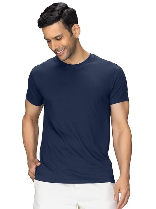 Mens Cotton Solid Regular Fit Round Neck Half Sleeves T-Shirt