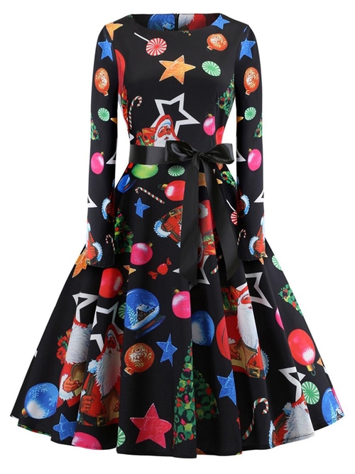  Vintage Dress 2018 Casual Christmas Snowman