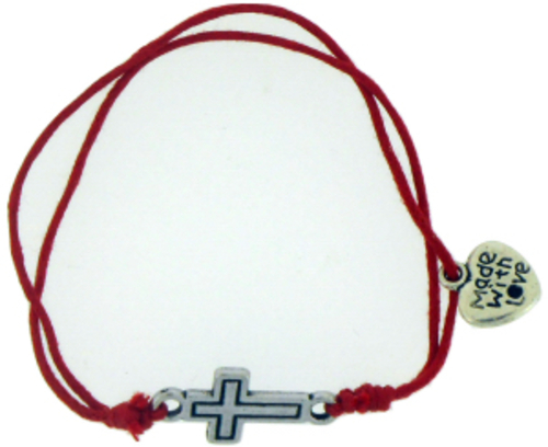 Solid Rock Jewelry 144721 Red Cotton Adjustable Friendship with Cross 
